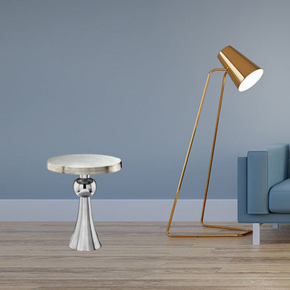 22" X 22" X 27" Buffed And Rough Silver Ball Skirt Table