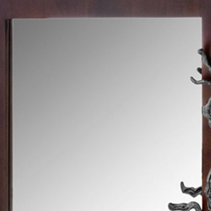 3" X 33" X 32" Brown And Silver Vine Wall Mirror