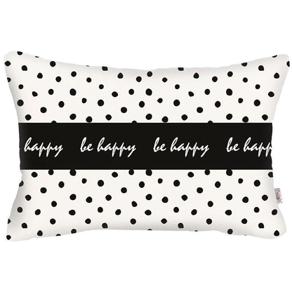 Be Happy Dots Decorative Rectangle Throw Pillow Cover