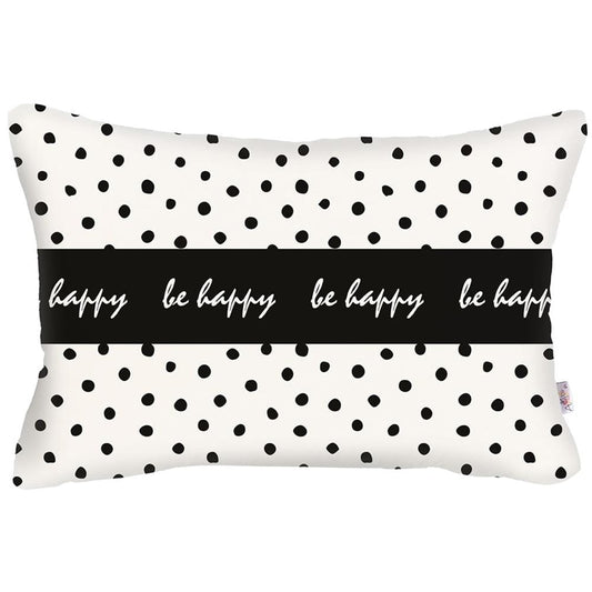 Be Happy Dots Decorative Rectangle Throw Pillow Cover