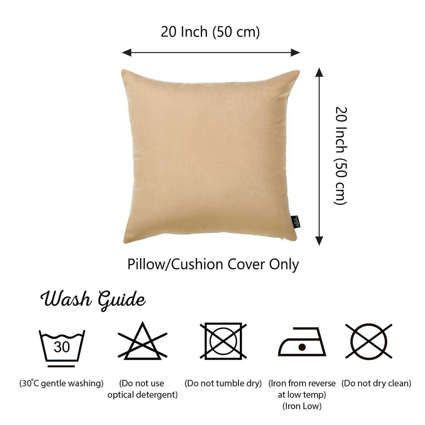 Set Of 2 Light Beige Brushed Twill Decorative Throw Pillow Covers