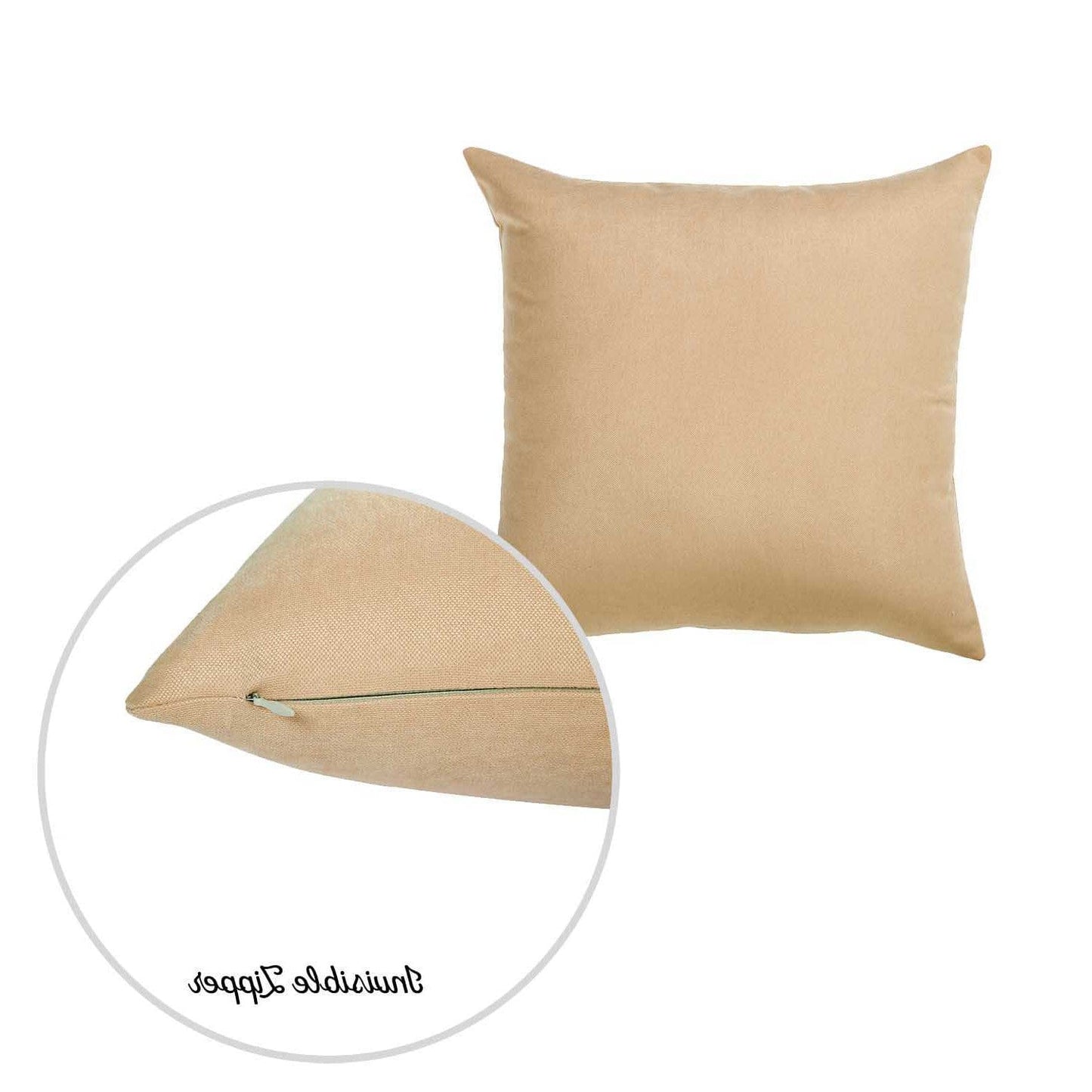 Set Of 2 Light Beige Brushed Twill Decorative Throw Pillow Covers