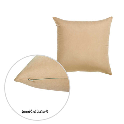 Set Of 2 Light Beige Brushed Twill Decorative Throw Pillow Covers