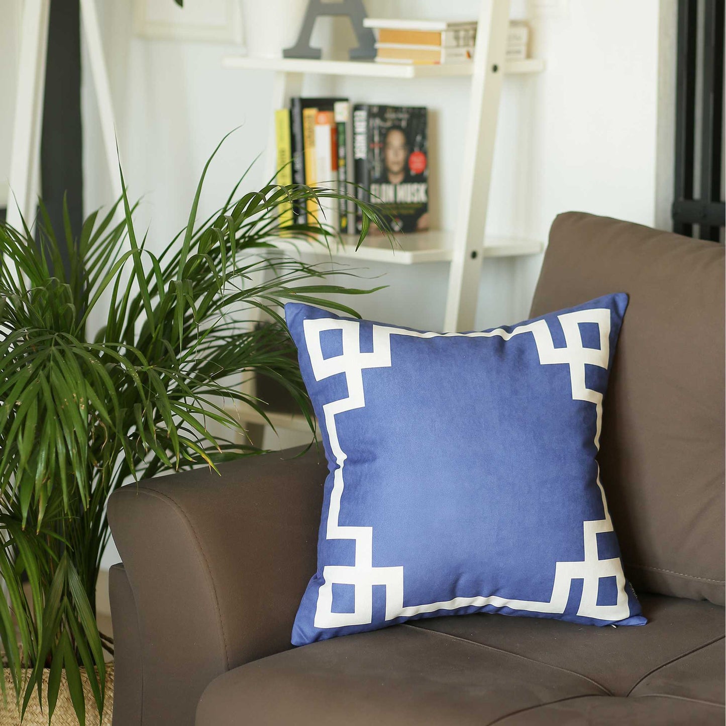 Nautical Blue And White Geometric Decorative Throw Pillow Cover