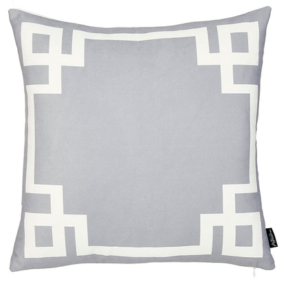 Light Grey And White Geometric Decorative Throw Pillow Cover