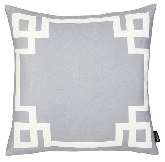 Light Grey And White Geometric Decorative Throw Pillow Cover