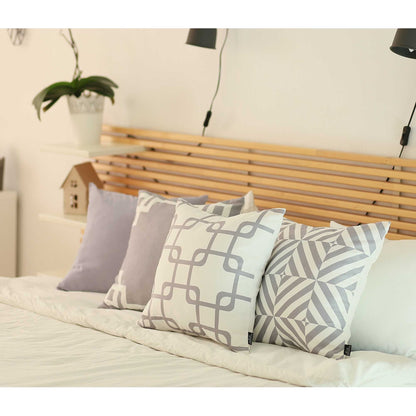 Light Grey And White Geometric Decorative Throw Pillow Cover