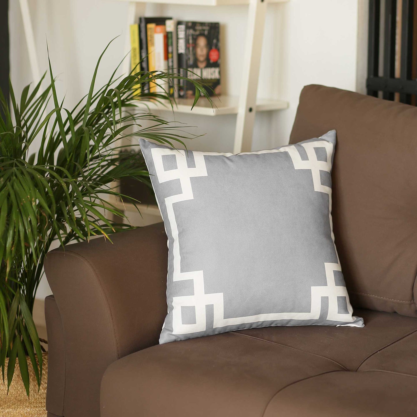 Light Grey And White Geometric Decorative Throw Pillow Cover