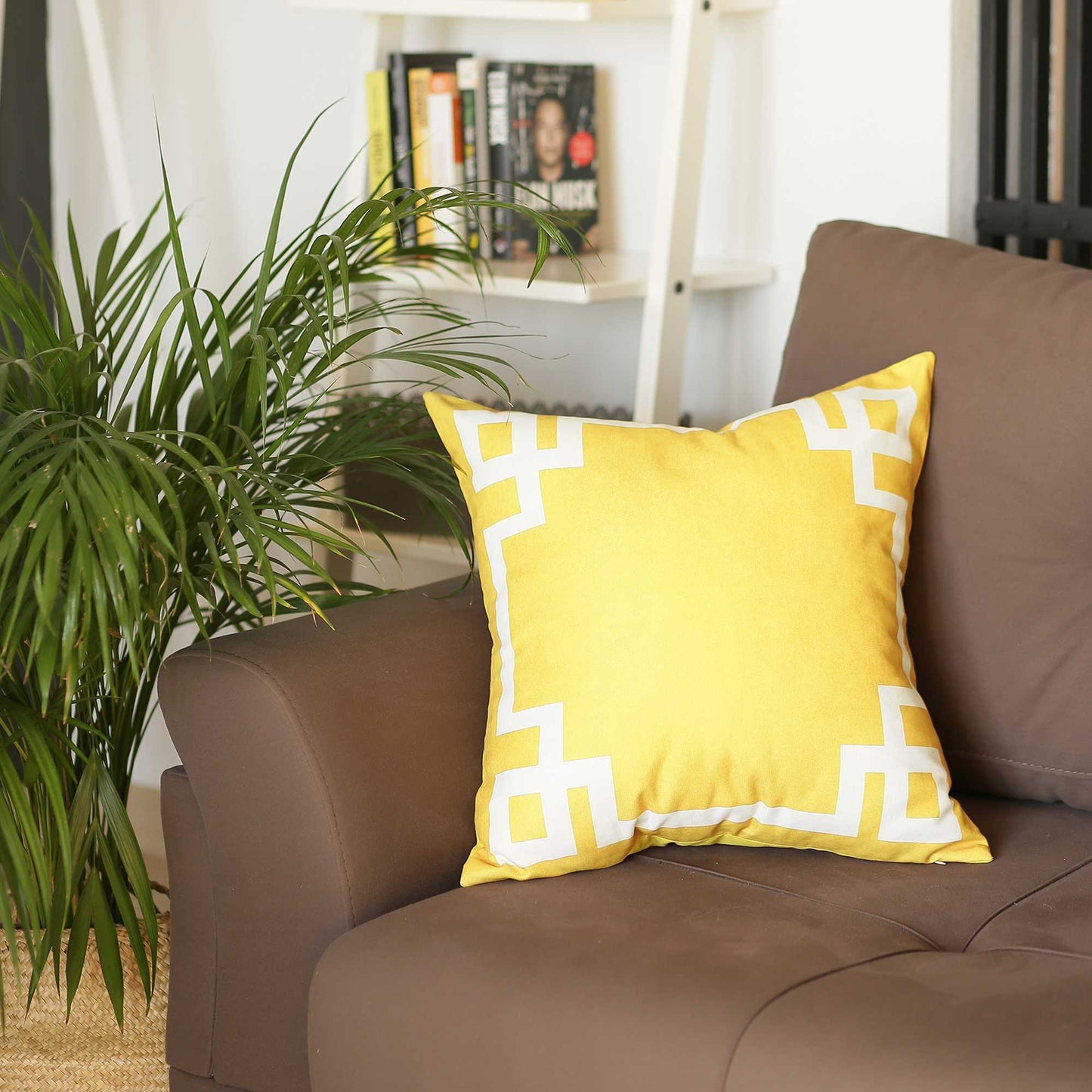 Yellow And White Geometric Decorative Throw Pillow Cover