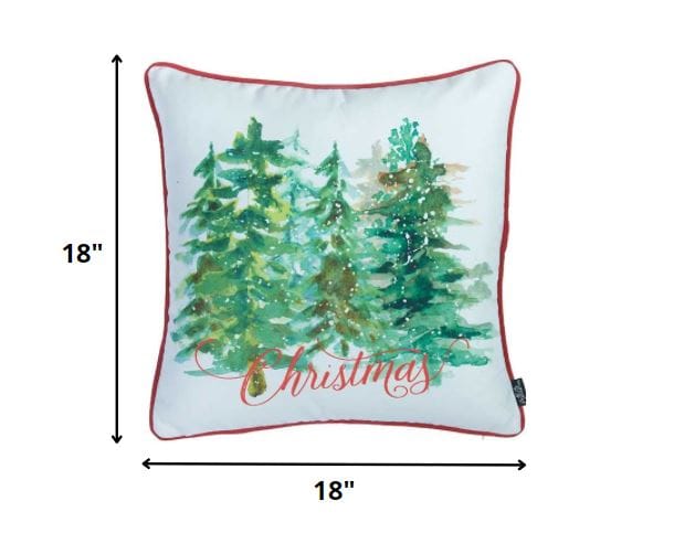 Christmas Tree Forrest Square Printed Decorative Throw Pillow Cover