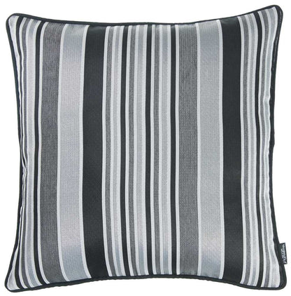 Gray And Black Variegated Stripe Decorative Throw Pillow Cover