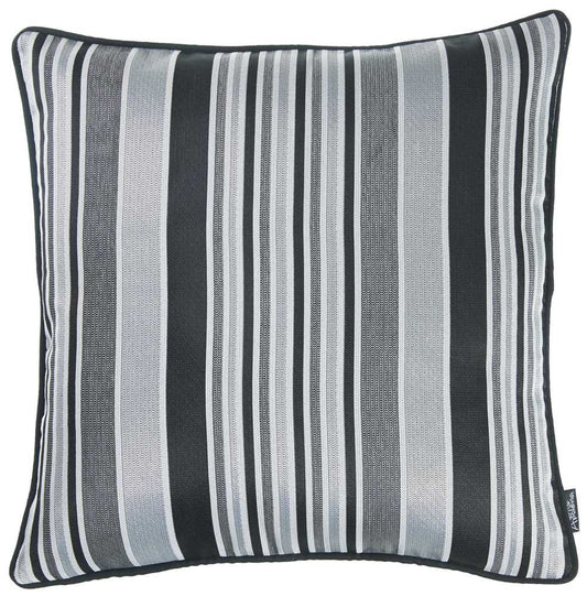 Gray And Black Variegated Stripe Decorative Throw Pillow Cover