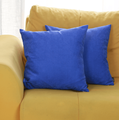 Set Of 2 Denim Blue Brushed Twill Decorative Throw Pillow Covers