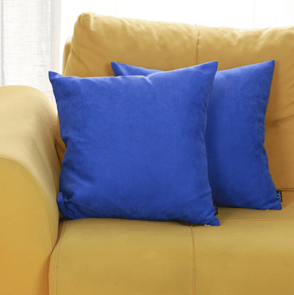 Set Of 2 Denim Blue Brushed Twill Decorative Throw Pillow Covers