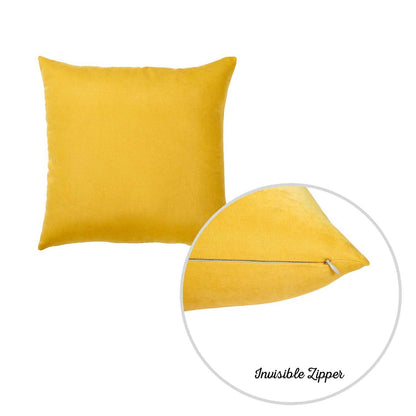 Set Of 2 Yellow Brushed Twill Decorative Throw Pillow Covers