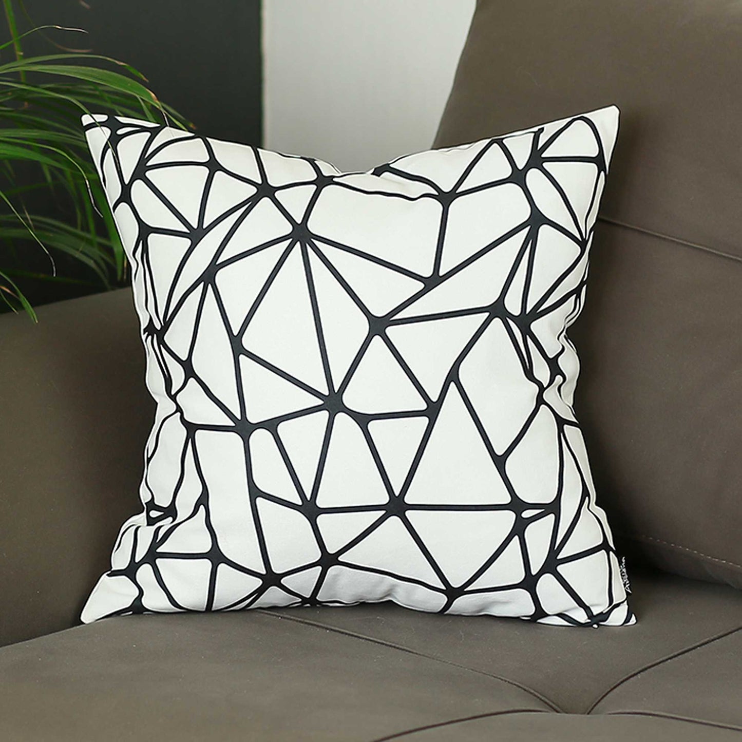 Black And White Abstract Geo Decorative Throw Pillow Cover