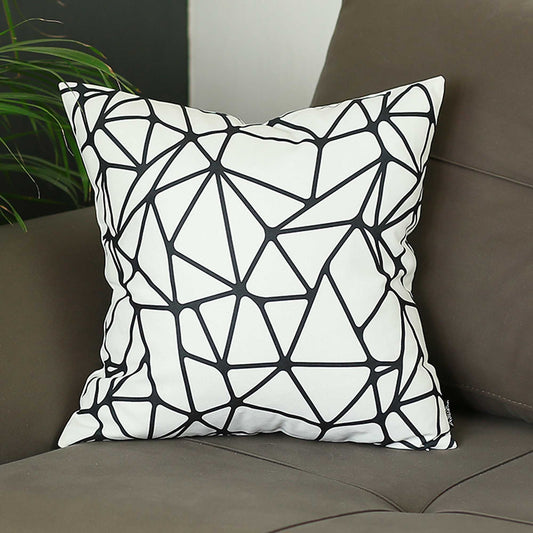 Black And White Abstract Geo Decorative Throw Pillow Cover