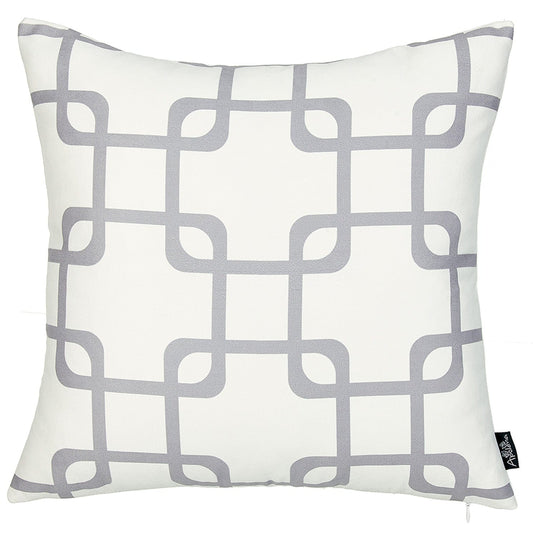 Gray And White Geometric Squares Decorative Throw Pillow Cover
