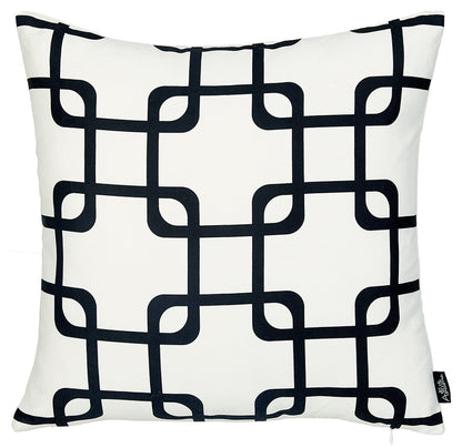 Black And White Geometric Squares Decorative Throw Pillow Cover