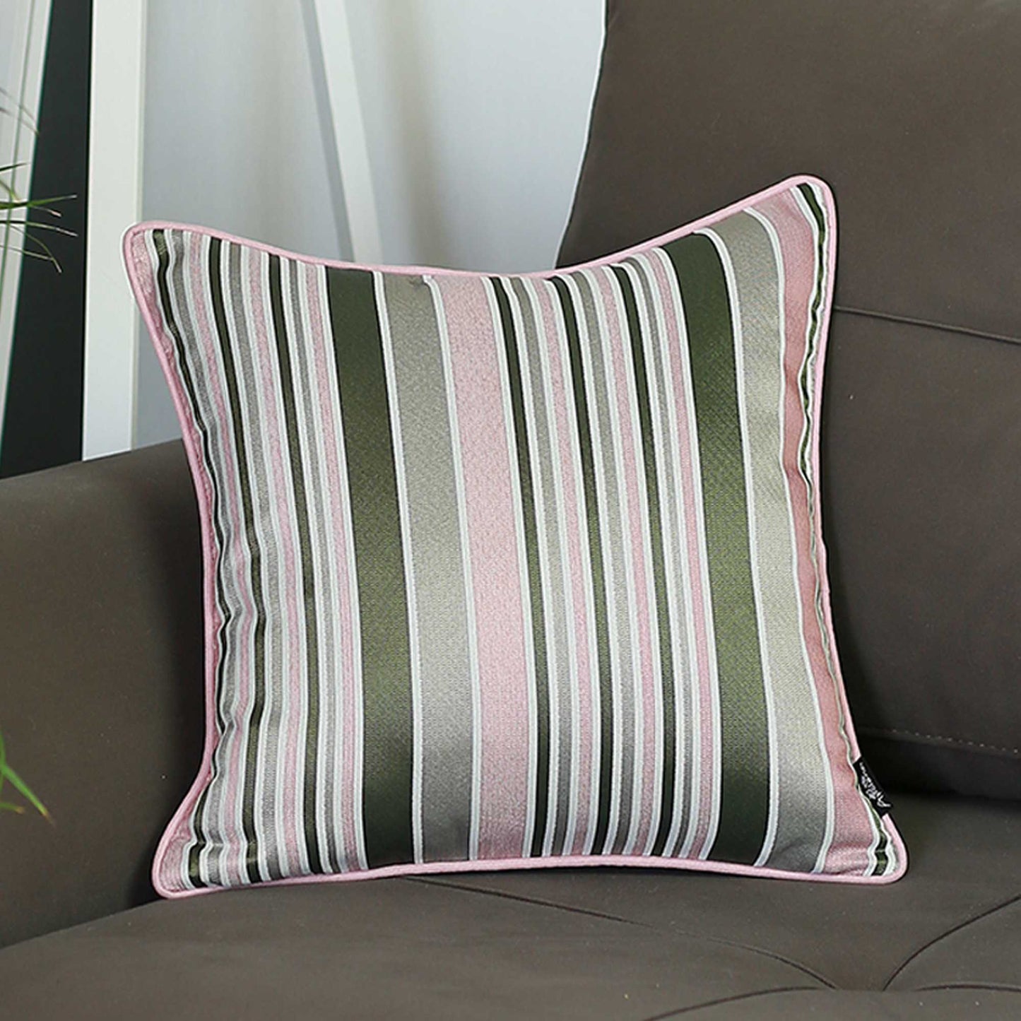 17"X 17" Jacquard Stripe Mood Decorative Throw Pillow Cover