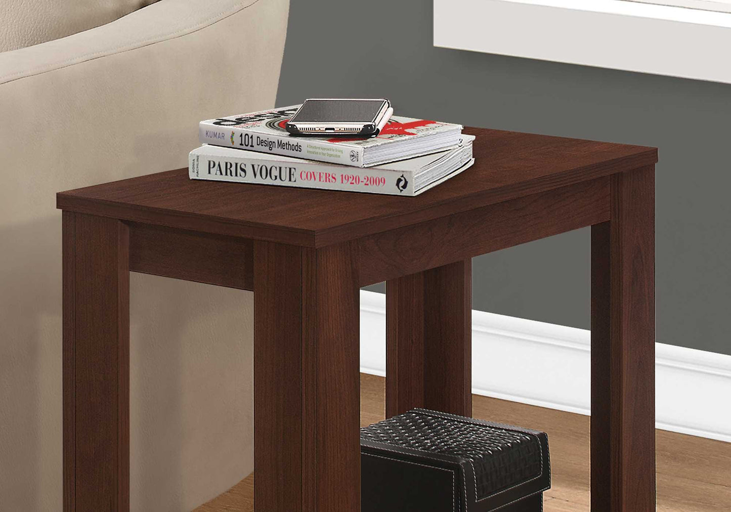 11.75" X 23.75" X 22" Cherry Particle Board Laminate  Accent Table