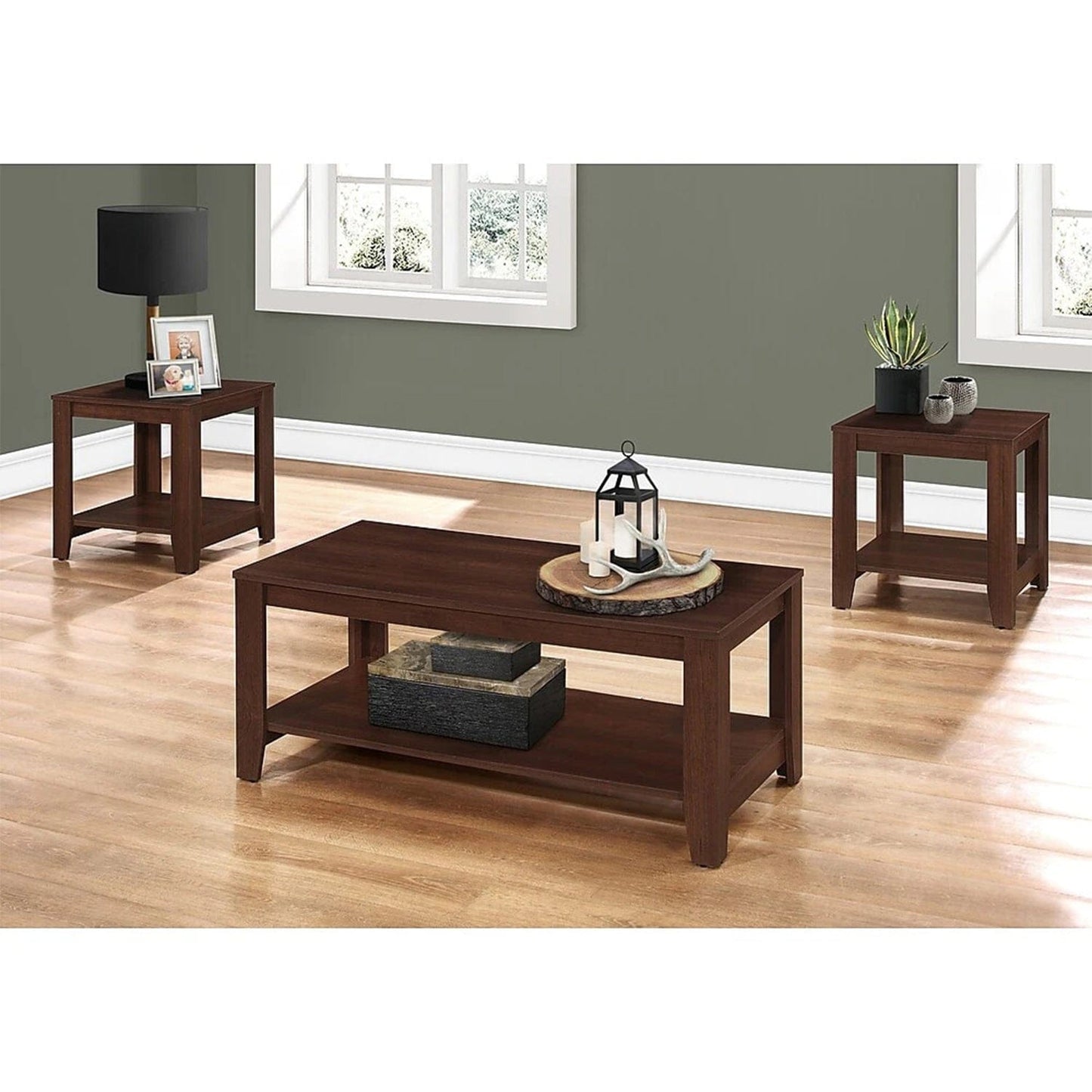 60.5" X 82" X 57" Cherry  Table 3Pcs Set