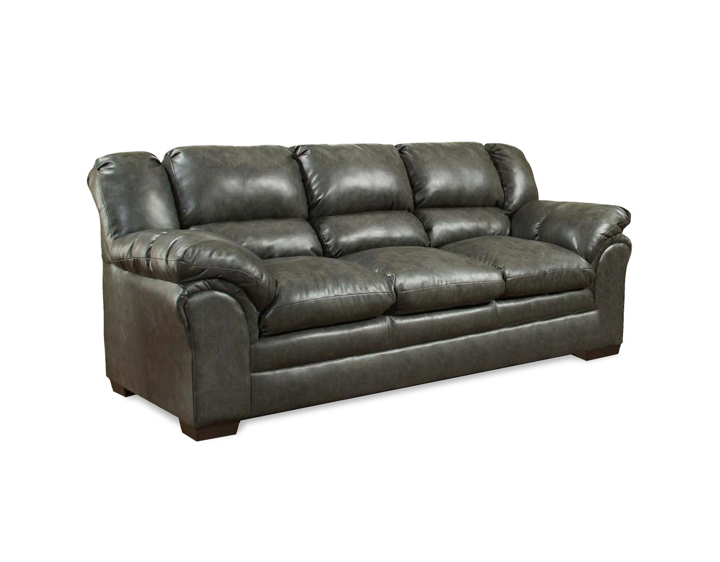 89" Charcoal Faux Leather Tufted Sofa