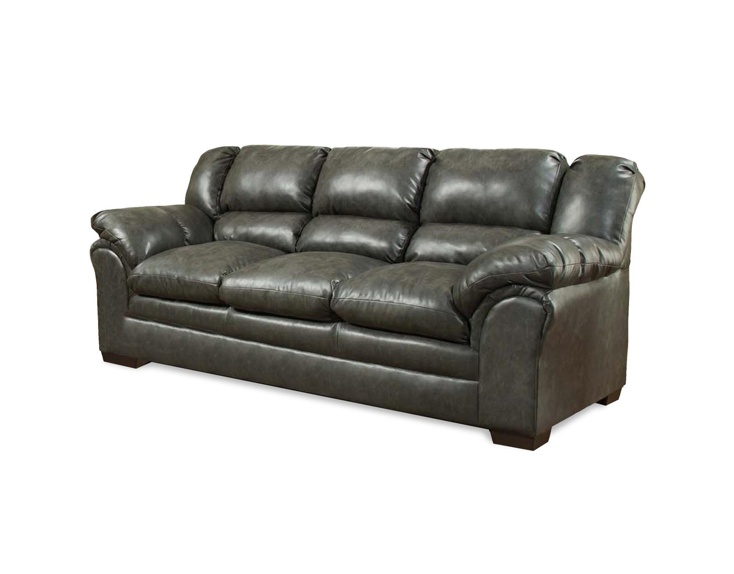 89" Charcoal Faux Leather Tufted Sofa