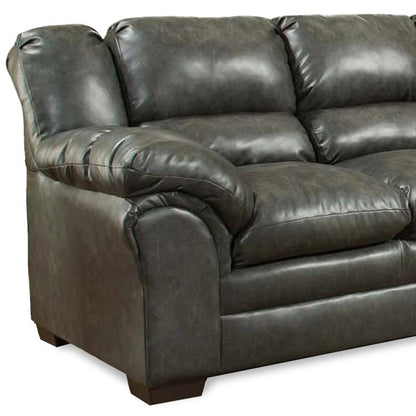 89" Charcoal Faux Leather Tufted Sofa
