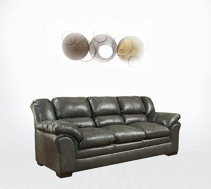 89" Charcoal Faux Leather Tufted Sofa