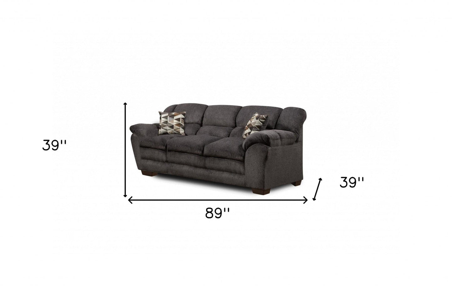 89" Charcoal Black Standard Sofa
