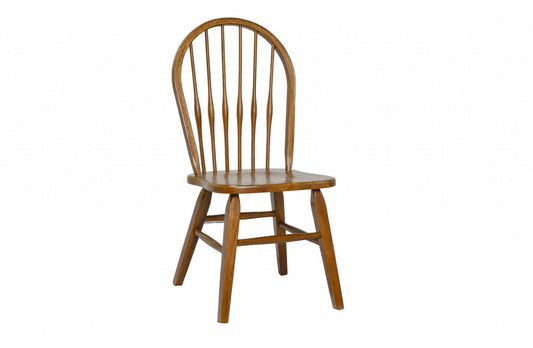 Rounded Back Burnished Brown Hardwood Dining Or Side Chair