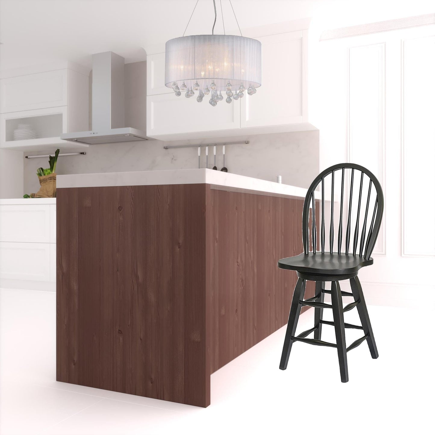 43" Black Counter Height Bar Chair With Footrest