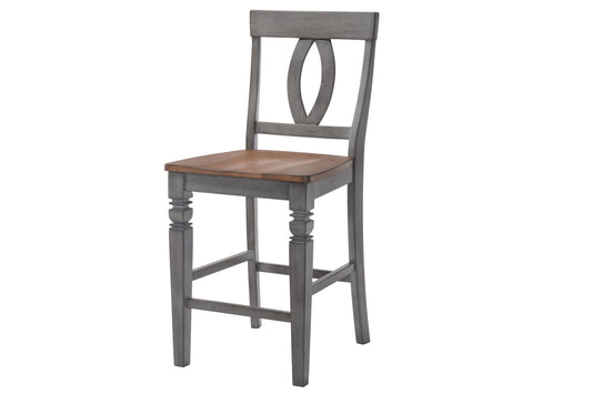 41" Storm Grey And Maple Counter Height Bar Chair