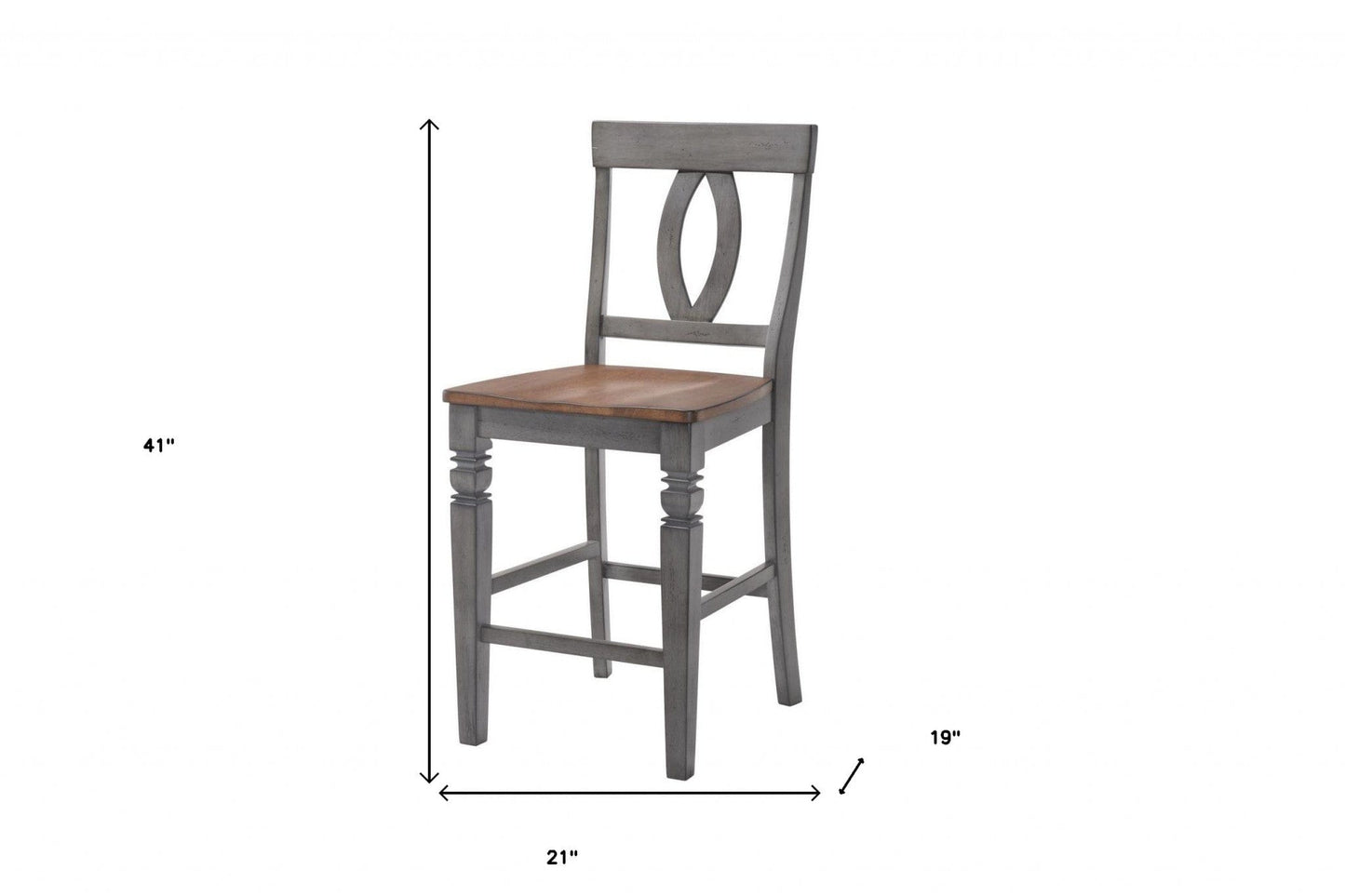 41" Storm Grey And Maple Counter Height Bar Chair