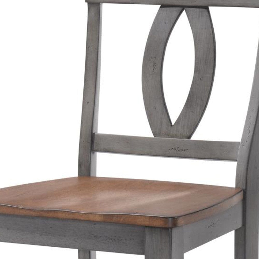 41" Storm Grey And Maple Counter Height Bar Chair