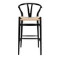 42" Black Solid Wood And Natural Counter Stool