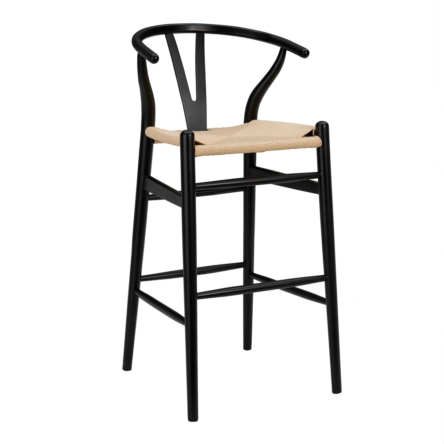 42" Black Solid Wood And Natural Counter Stool