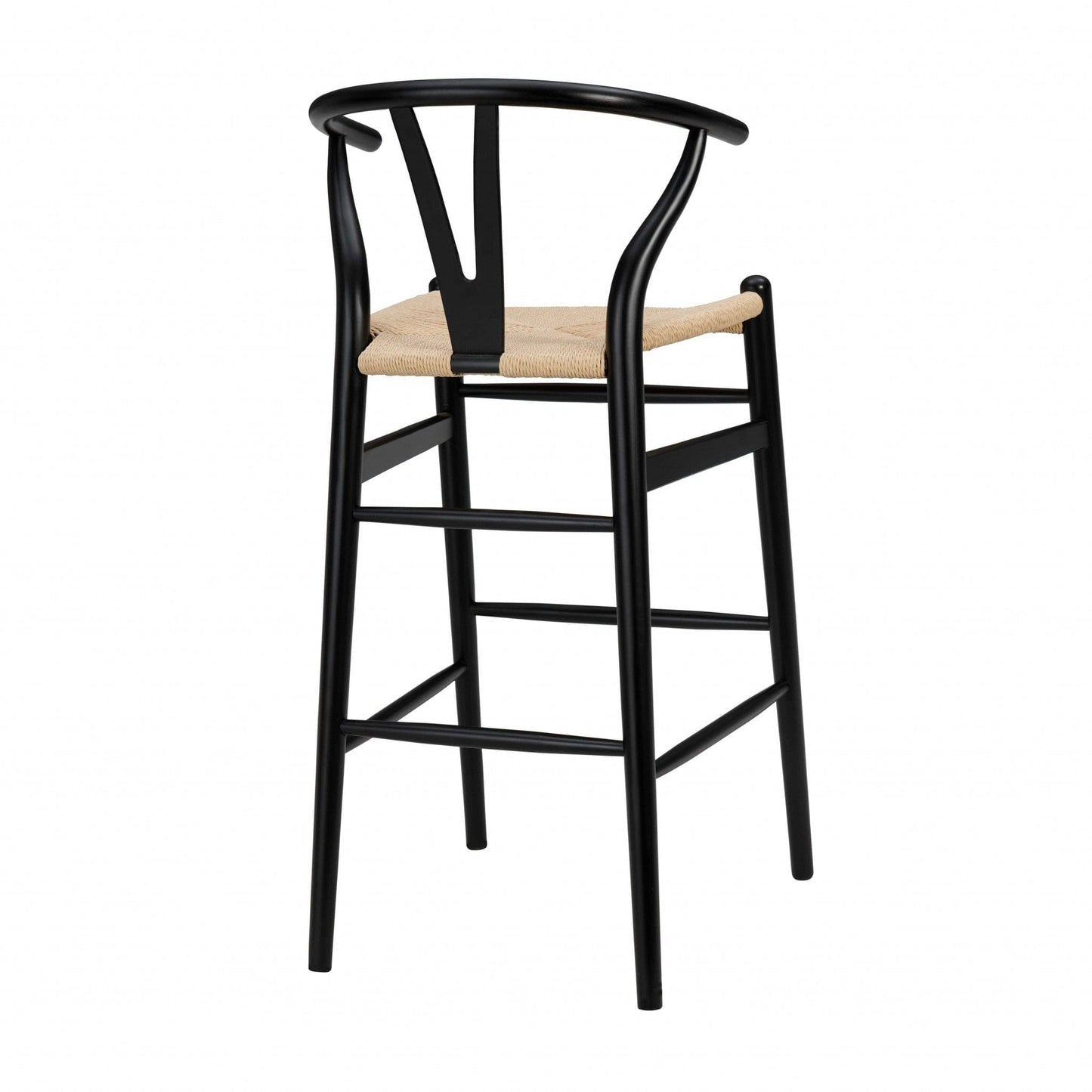 42" Black Solid Wood And Natural Counter Stool
