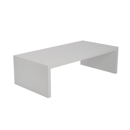 47.25" X 23.63" X 13.98" High Gloss White Lacquered Mdf Rectangle Coffee Table