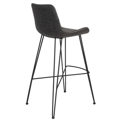 22.45" X 19.3" X 40.16" Dark Gray Leatherette Bar Stool With Matte Black Legs