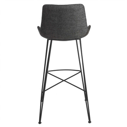 22.45" X 19.3" X 40.16" Dark Gray Leatherette Bar Stool With Matte Black Legs