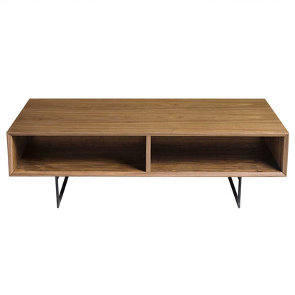 47" Black And Walnut Manufactured Wood Rectangular Coffee Table