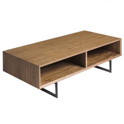47" Black And Walnut Manufactured Wood Rectangular Coffee Table