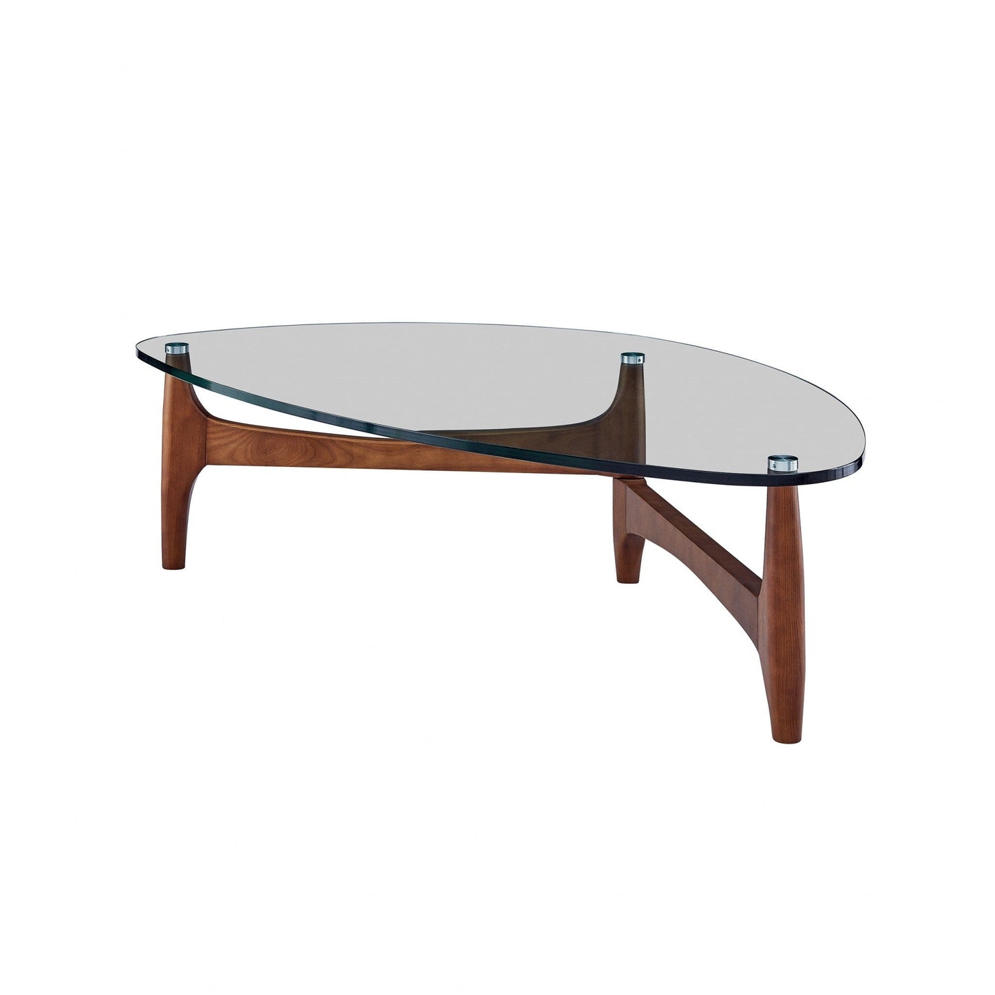 Mod Soft Triangle Clear Glass And Walnut Coffee Table