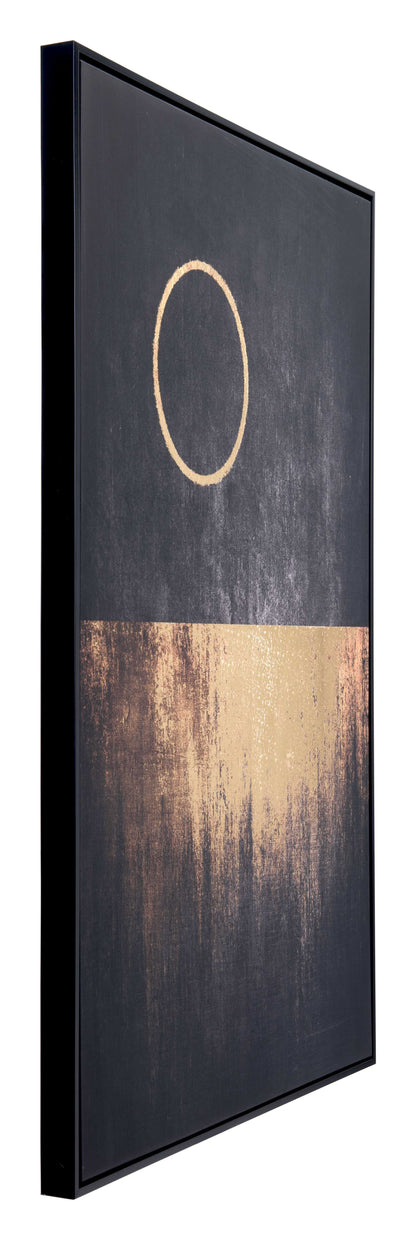 Modern Black and Gold Moon Canvas Wall Art
