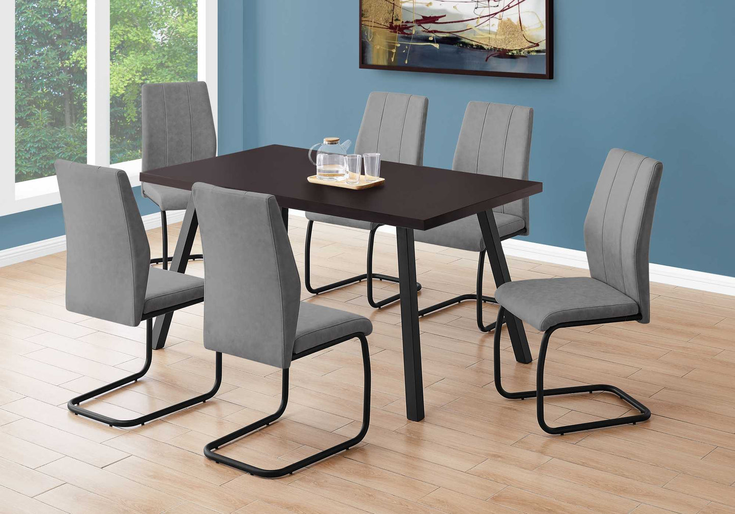 60" X 36" X 31 " Cappuccino Black Metal Dining Table