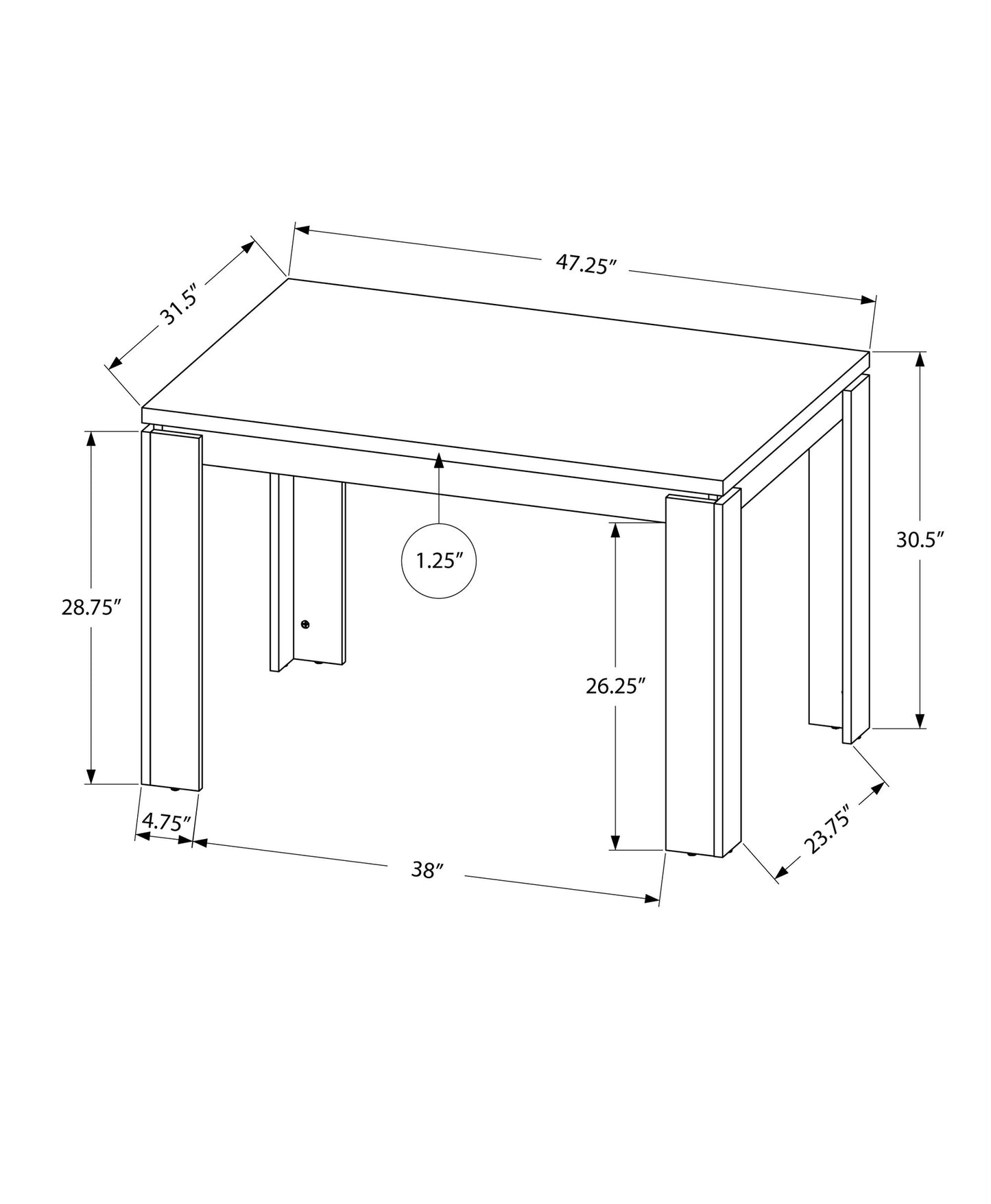 48" X 32" X 30.5 " Taupe Reclaimed Wood-Look Dining Table