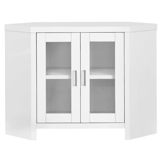 White Corner Tv Stand With Glass Doors