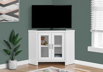 White Corner Tv Stand With Glass Doors